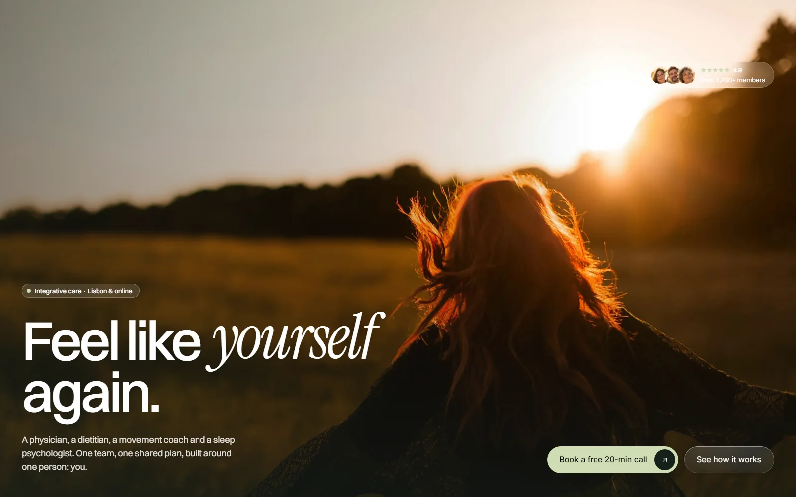 Kinwell home page, first screen