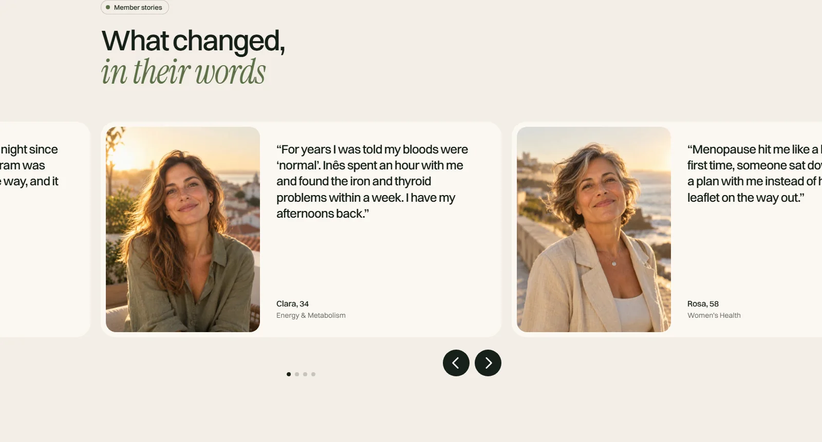 Kinwell, member stories section