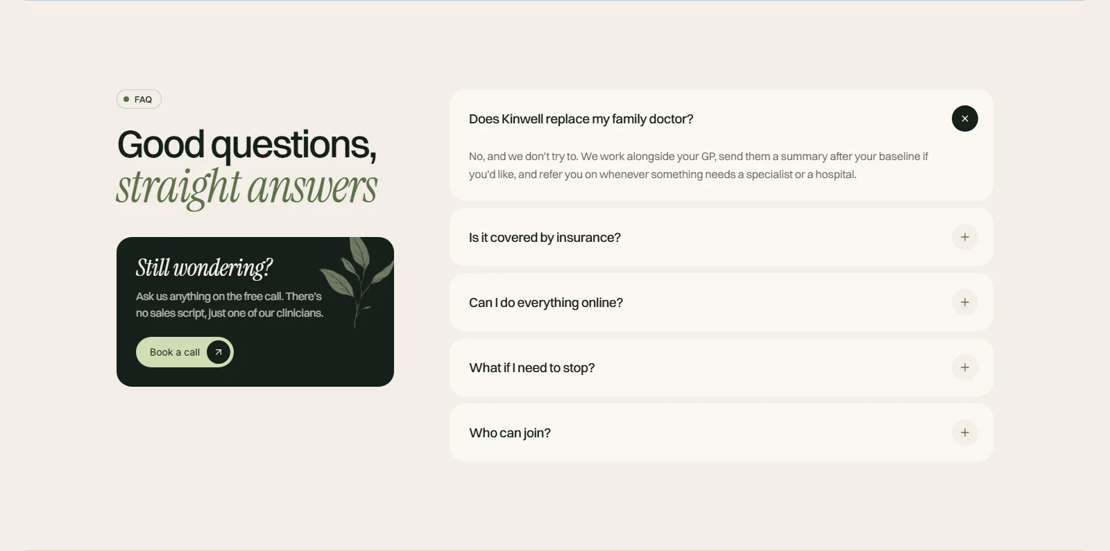 Kinwell, faq section