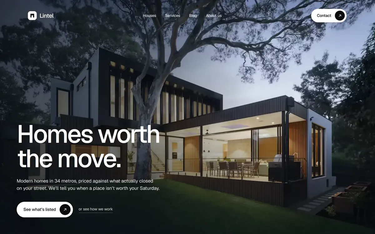 Lintel, landing page