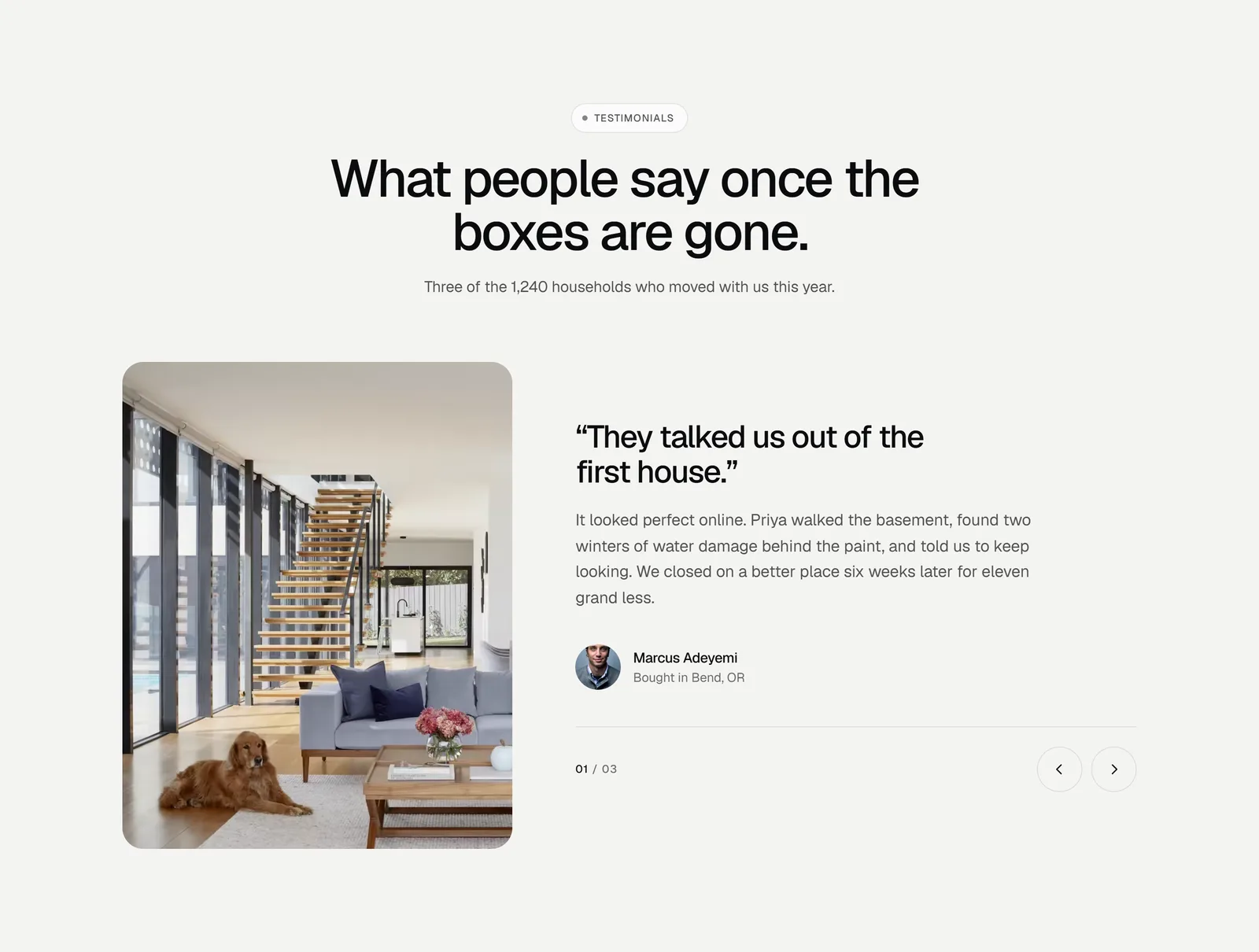 Lintel, testimonials section