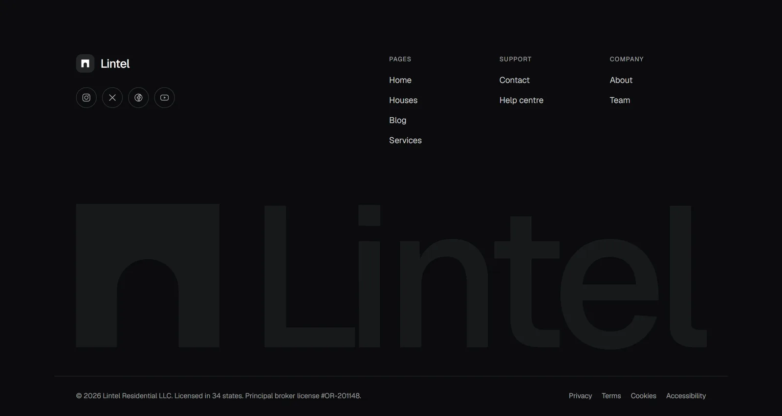 Lintel, footer section