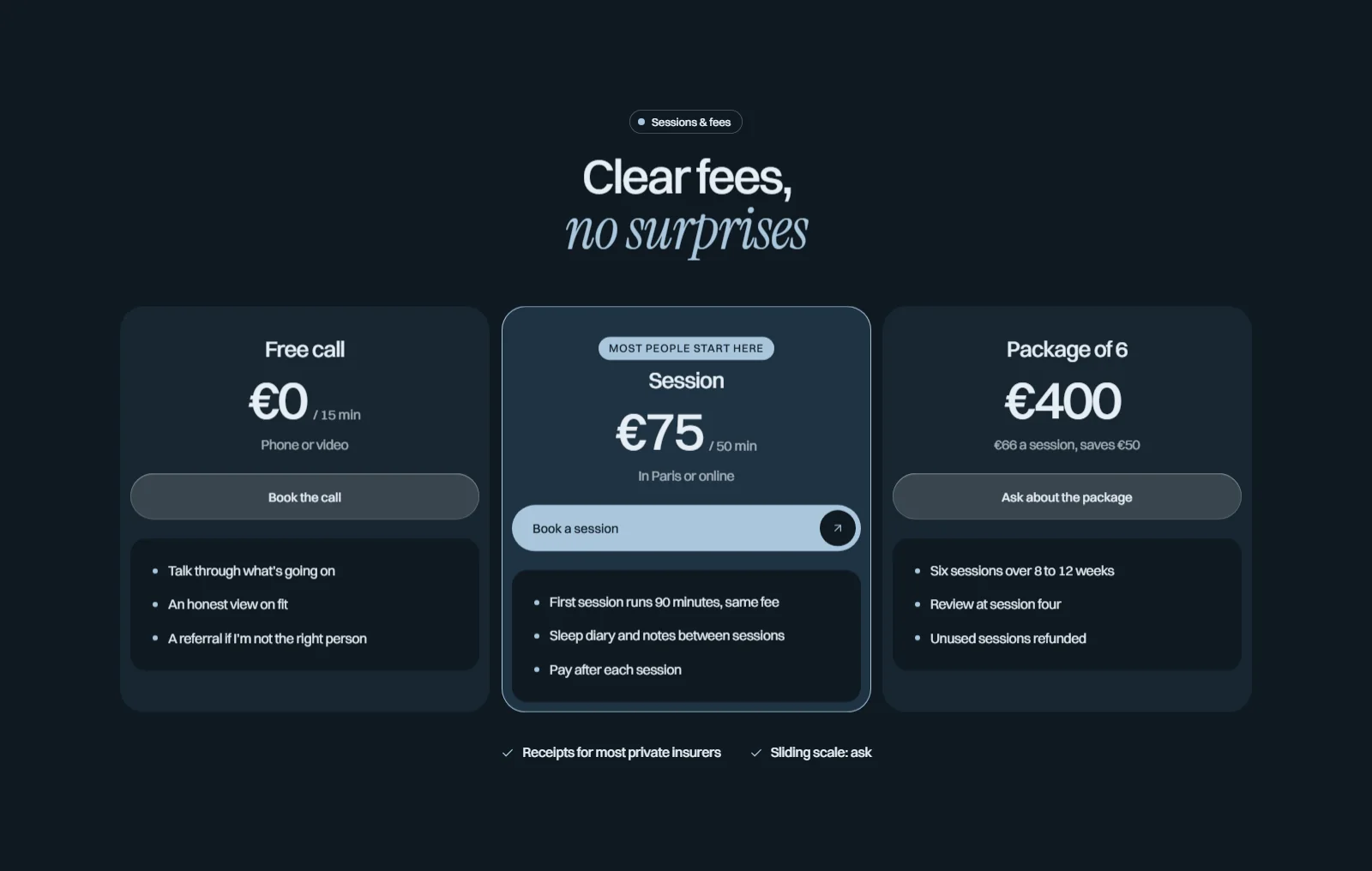 Lull, fees section