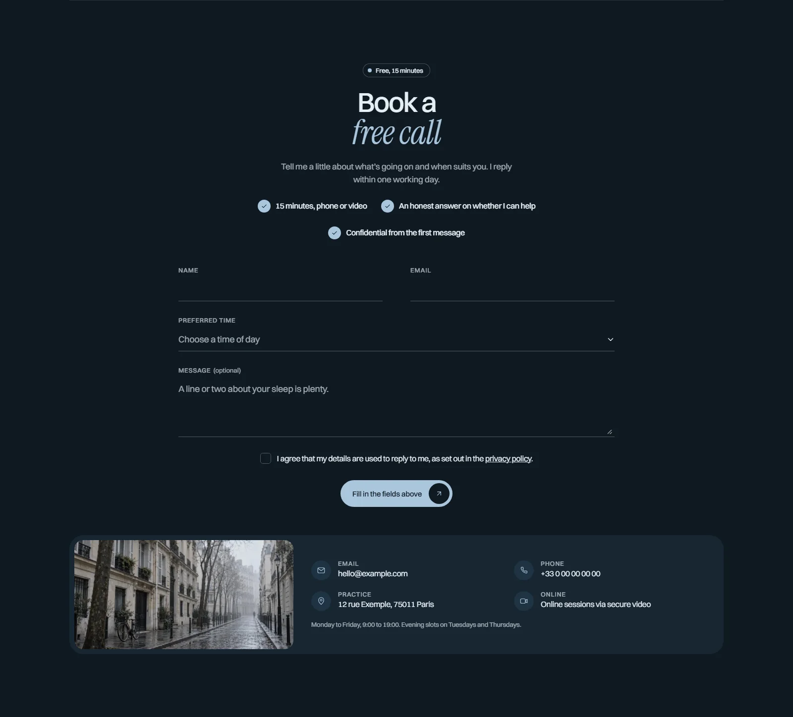 Lull, booking section